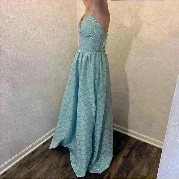 CRYSTAL DOLLS Womens Light Blue Spaghetti Strap Formal Gown Dress size 11 - Picture 4 of 5